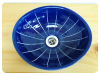 ルリ線入楕円手洗い鉢